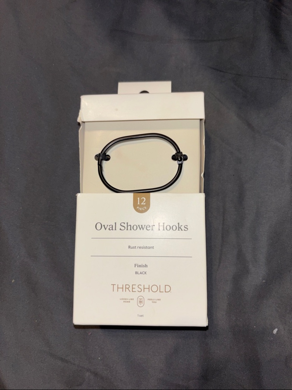 Threshold Oval Shower Hooks in Black - 12 Pack